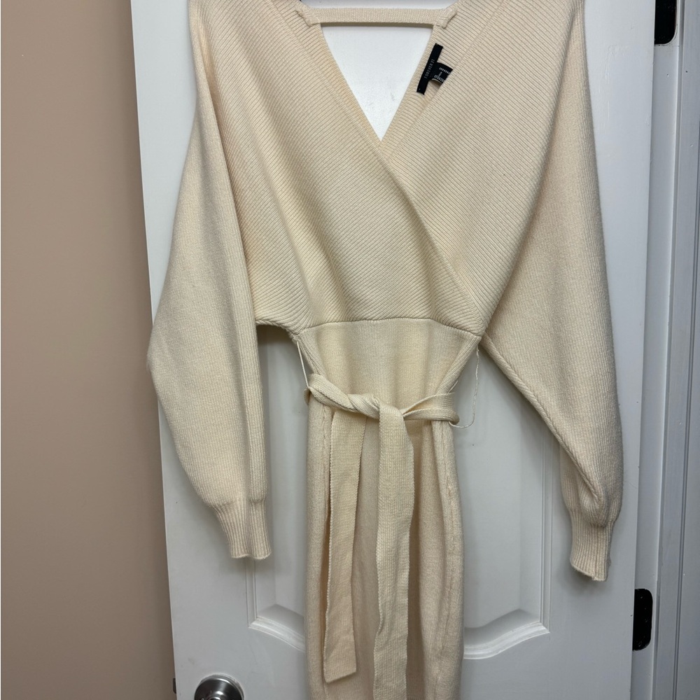 Forever 21 Beige Ribbed Knit Dress - Size Medium